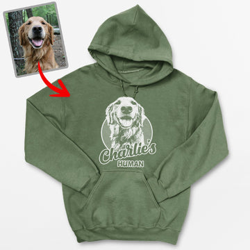 Custom Retro Dog Portrait from Photo Printed Hoodie Unique Gift For Pet Lover