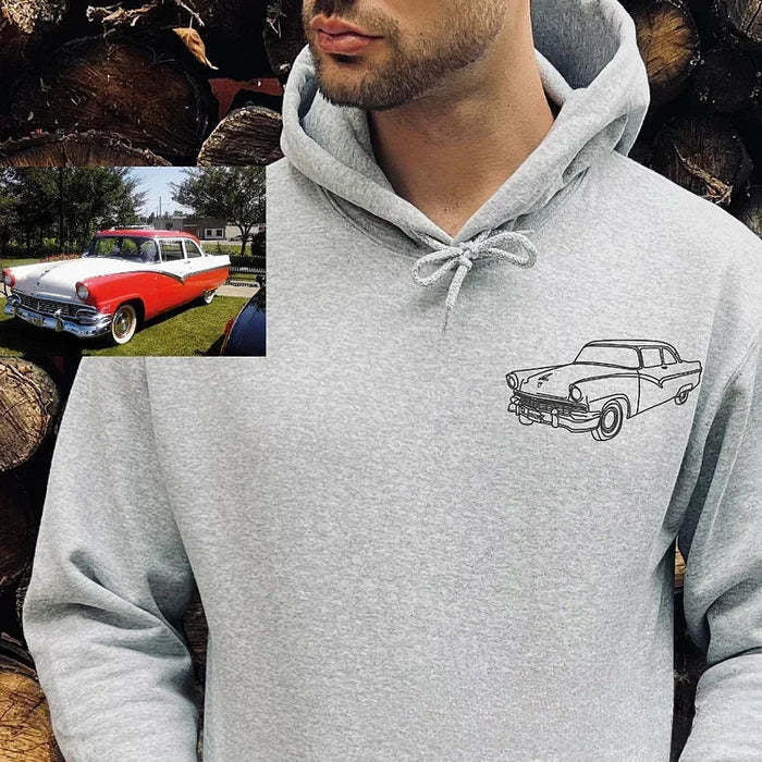 Customized Embroidered Auto Outline from Photo Hoodie For Car Lovers