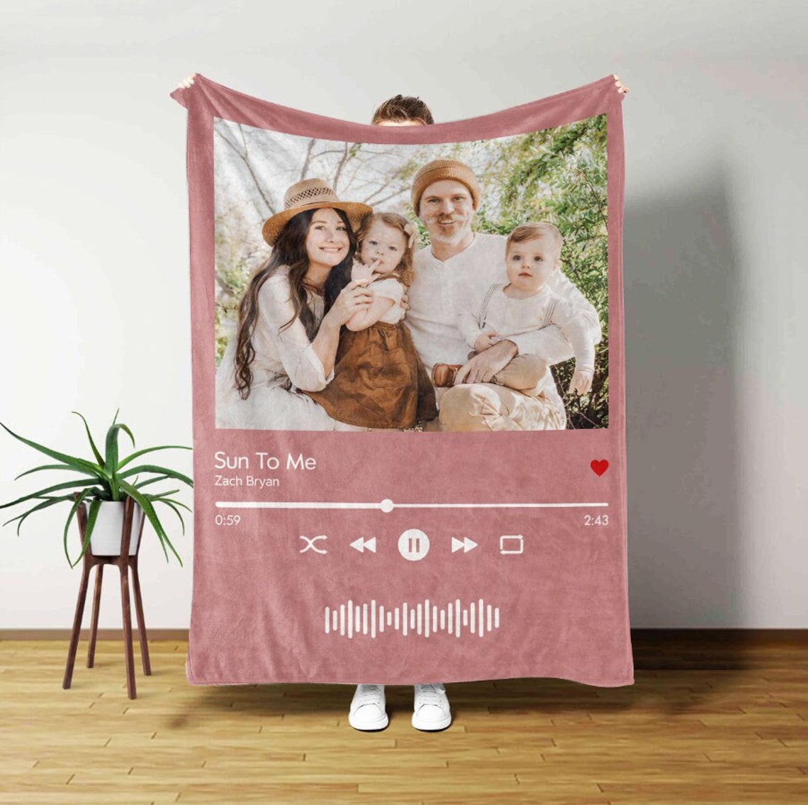 Custom Music Album Blanket Personalized Your Favorite Song Spotify Code Photo Blanket