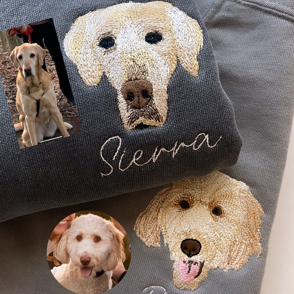 Custom Embroidery Dog Sweatshirt Personalized Pet Portrait from Photo Sweatshirt Gift Ideas