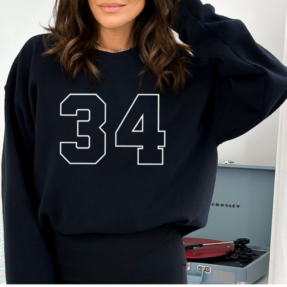 Custom Number Printed Sweatshirt Personalized Sports Theme Pullover