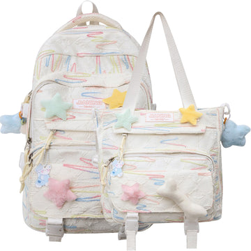 Kawaii Backpack for School Candy Preppy Aesthetic Bookbag with Handbag
