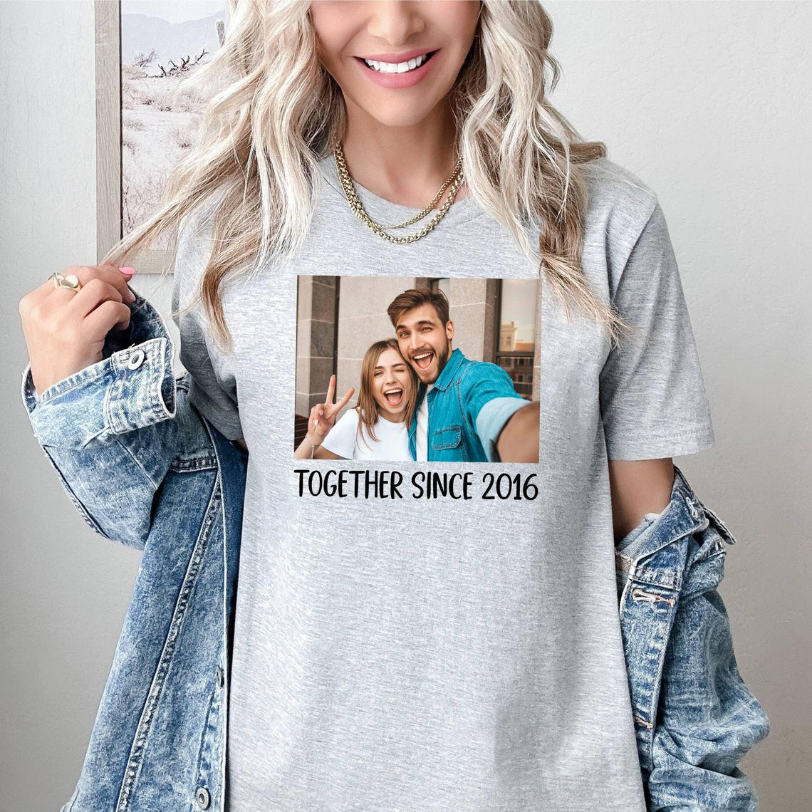 Custom Photo with Text Shirt Personalized Team & Family Photo Printed Tee