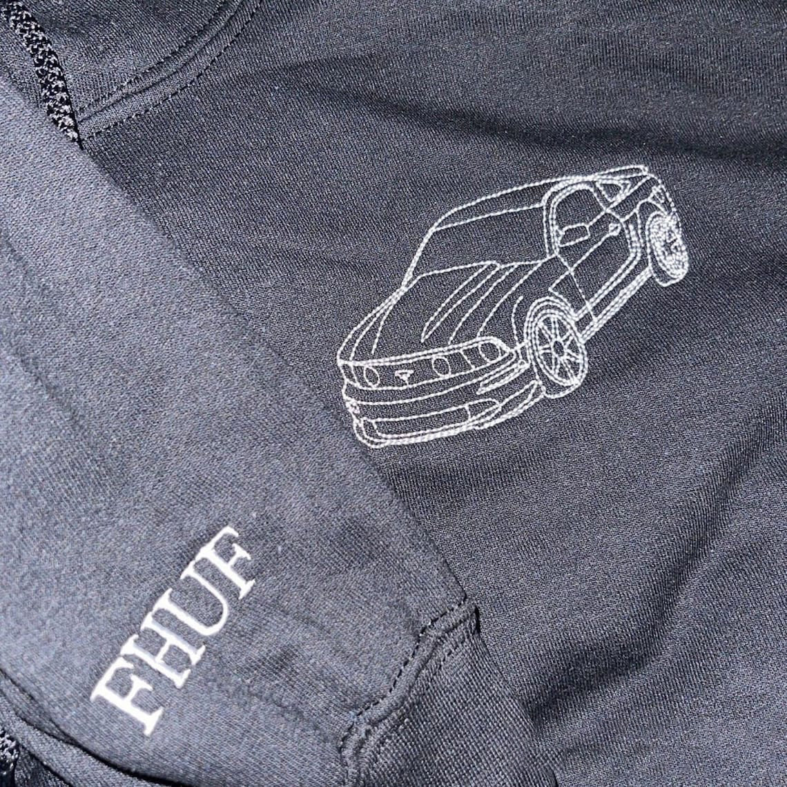 Custom Car Photo Sweatshirt Personalized Embroidered Car Outline Sweatshirt Gift