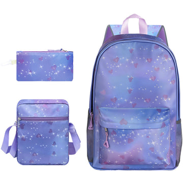 3pcs Gradient Colors Backpack Set Bookbag Crossbody Bag Pencil Case