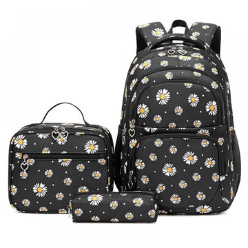 Daisy Bookbag School Backpack for Girls Large Capacity Kids Bags wth Lunch Box