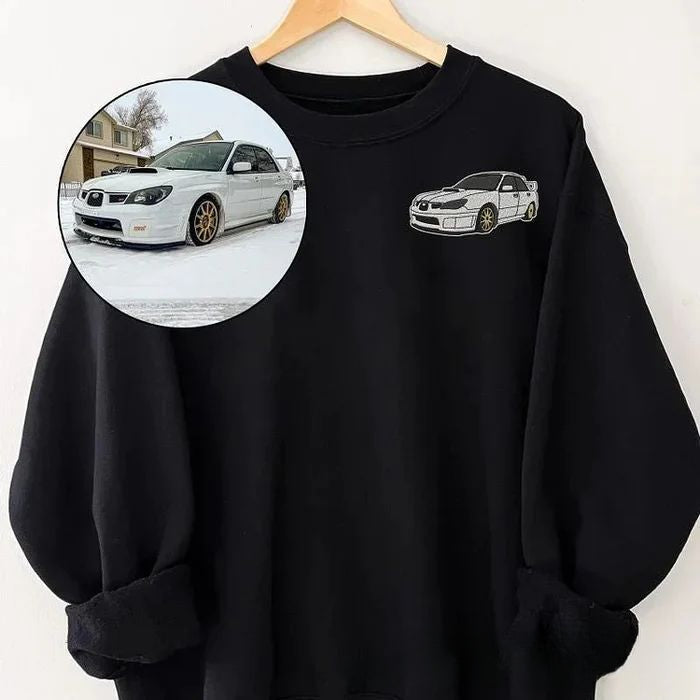 Customized Embroidered Auto Outline from Photo Sweatshirt For Car Lovers