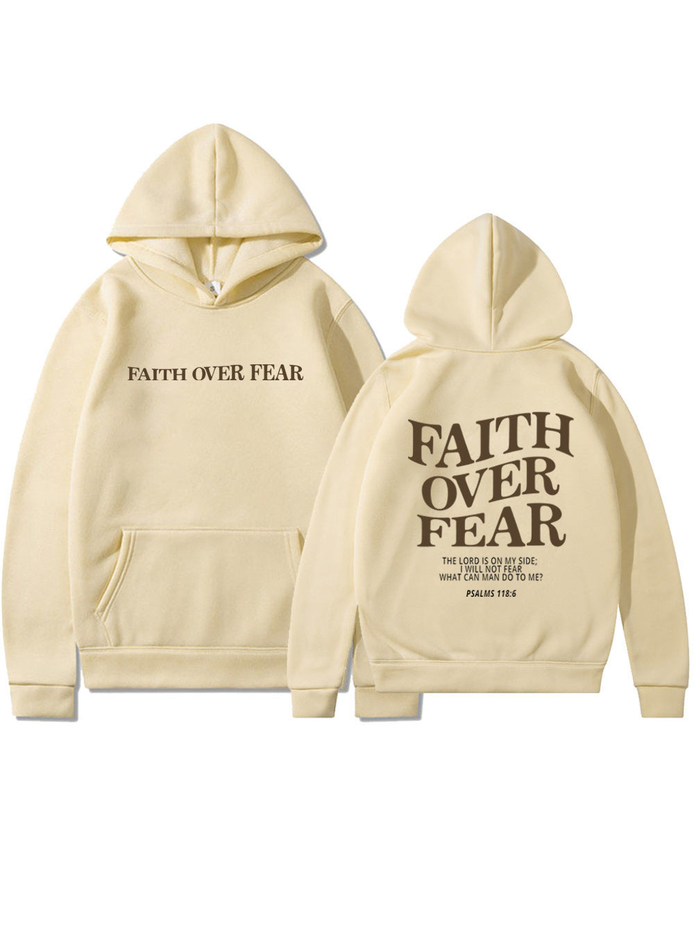 Women's Inspirational Faith Over Fear The Lord In On My Side Printed Hoodie
