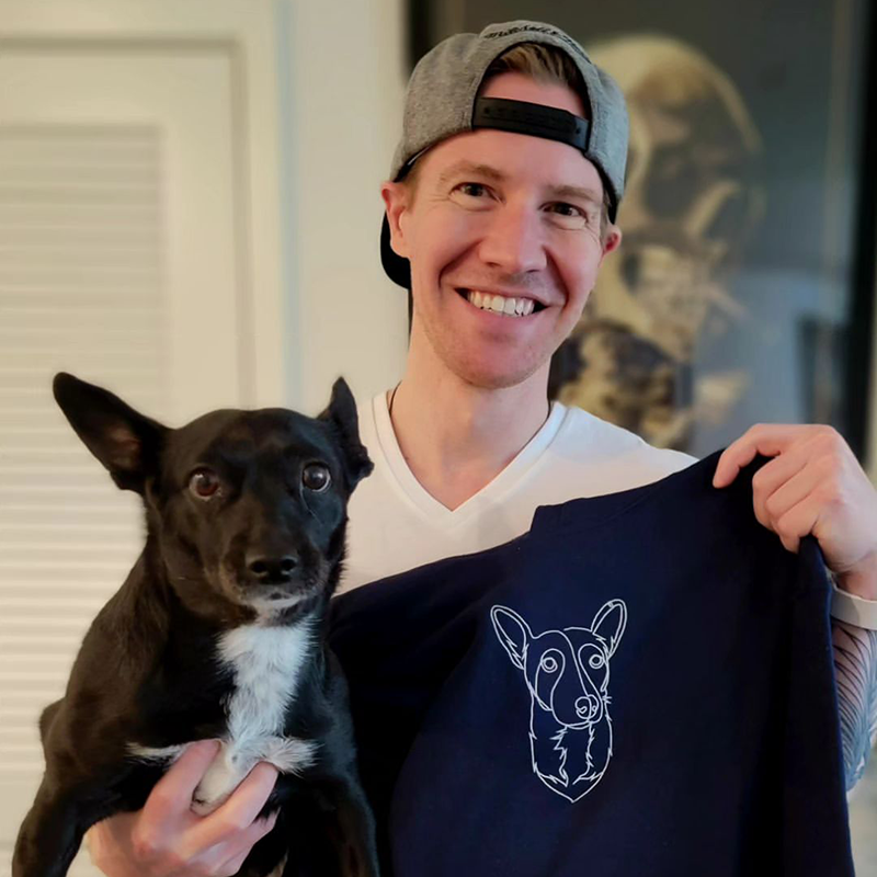 Custom Embroidered Pet Hoodie Unique Dog Outline with Name Hoodie Gift for Dog Mom & Dog Dad