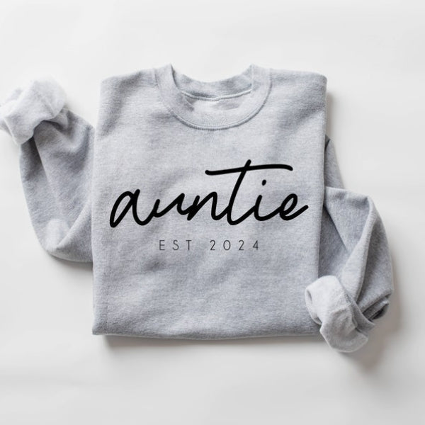 Personalize Auntie Est Year Crewneck Sweatshirt Custom Gift For Aunt