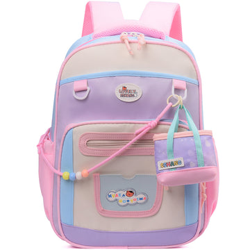 Color Block Backpack For Girls Schoolbag Casual Bookbag