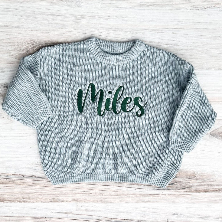 Personalized Embroidered Sweater Custom Oversized Chunky Baby Name Sweater