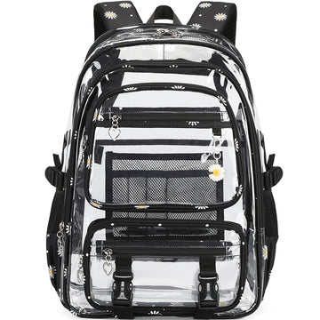 Clear Backpack For School Large Daisy Transparent Bookbag