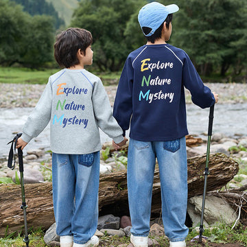 Kids Colored Prints Sweatshirt Crewneck Long Sleeve Pullover