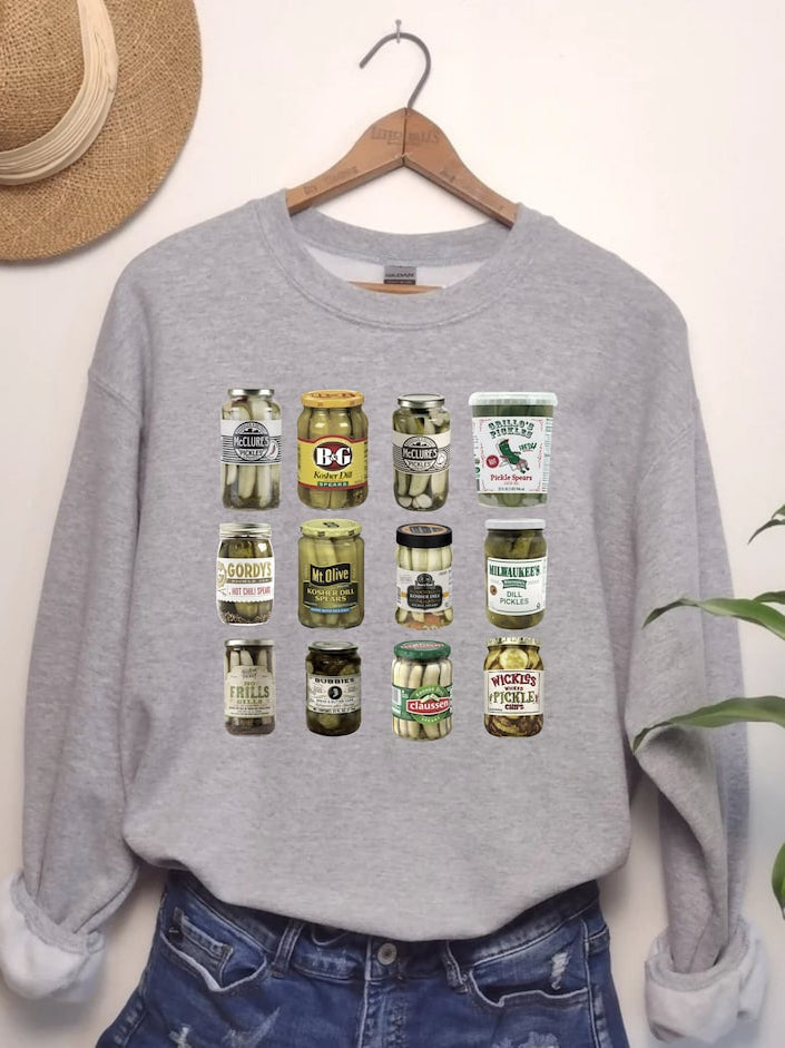 Women's Retro Canned Pickle Lovers Crewneck Sweatshirt