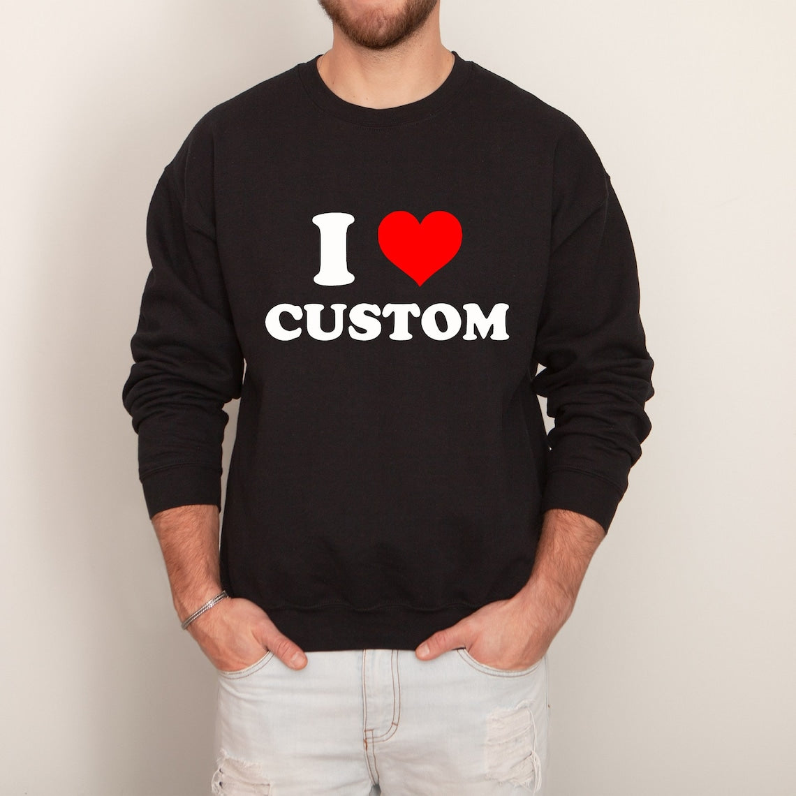 Custom Text Shirt I Love Custom Sweatshirt Personalized Aesthetic I Heart Custom Y2K Sweatshirt