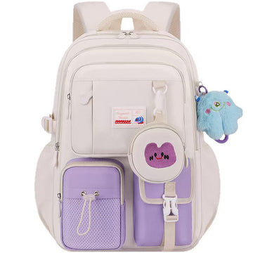 Kawaii Mixed Color Backpack Breathable School Bookbag With Mini Purse