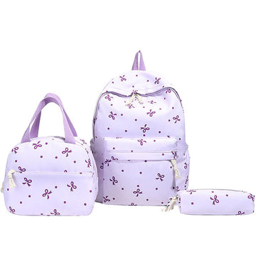 3pcs Backpack Set Bowknot Bookbag Lunch Bag Pencil Case