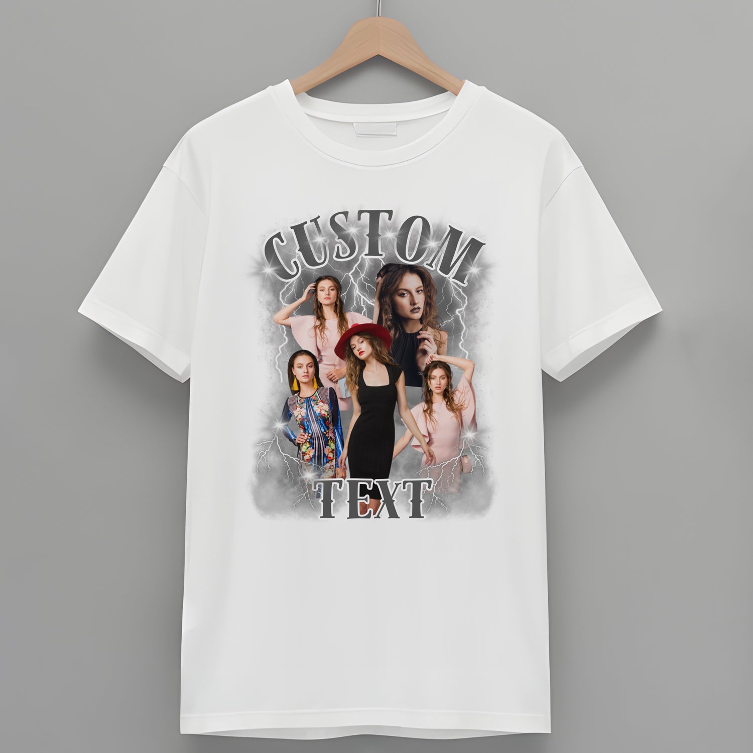 Custom 90s Bootleg Shirt Personalized Add Your Own Photo & Name Shirt Gift for Friend