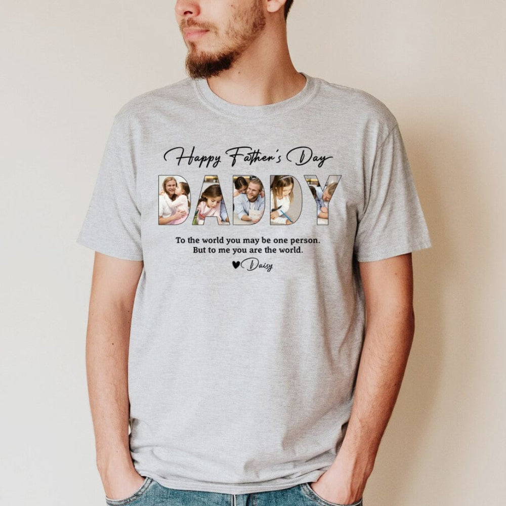 Personalized Dad Photo with Kids' Names Shirt Unique Gift for Father's Day