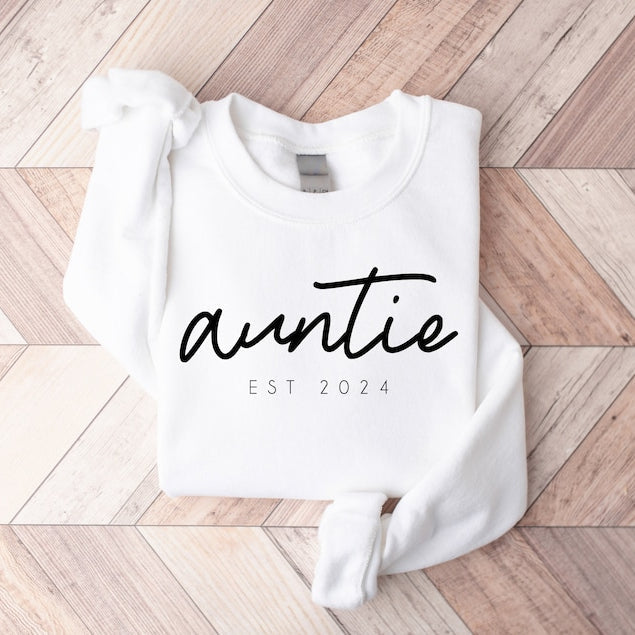 Personalize Auntie Est Year Crewneck Sweatshirt Custom Gift For Aunt
