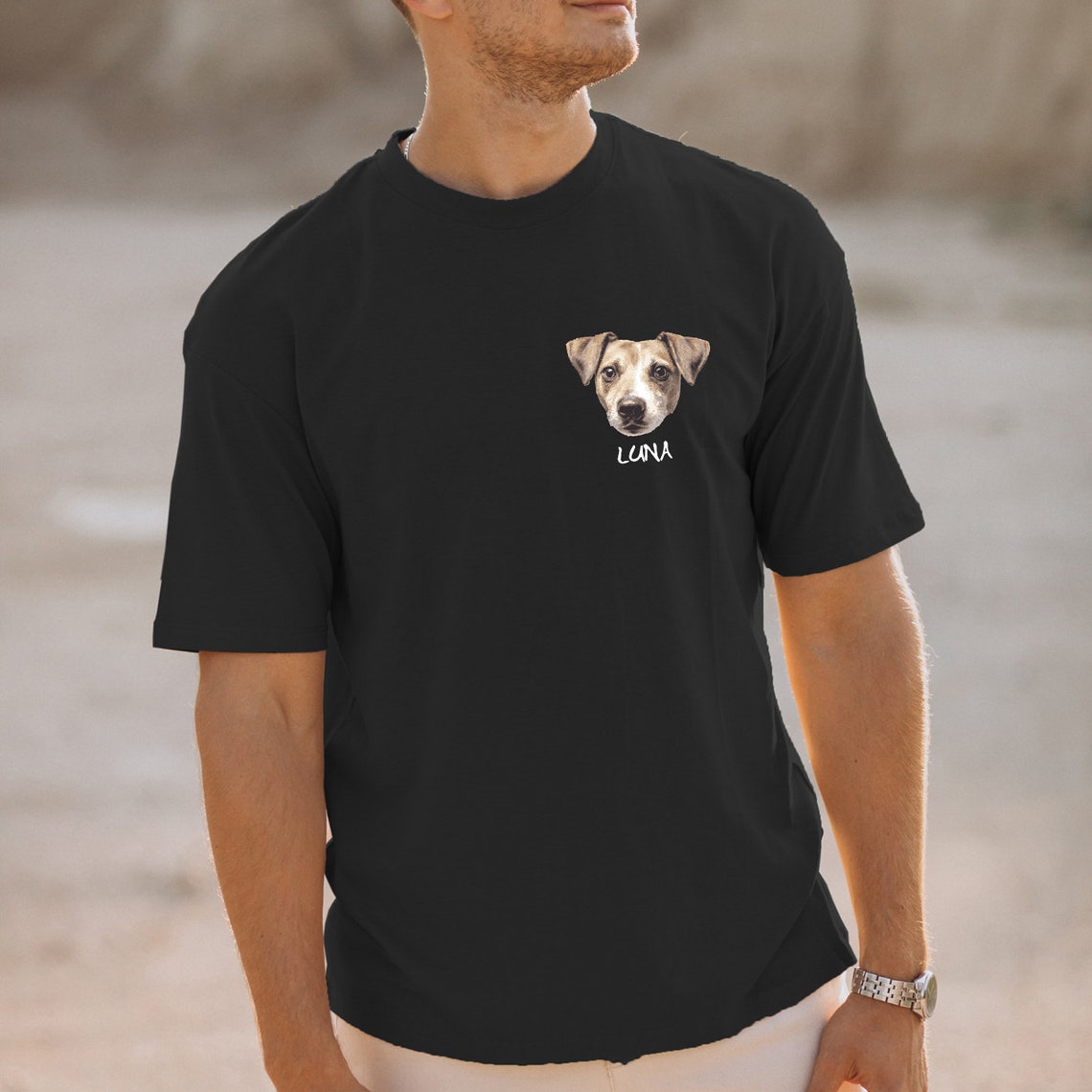 Custom Pet Photo Shirt Personalized Dog Photo Portrait & Name Shirt Gift for Pet Lovers