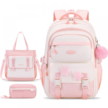 3 Pcs Backpack with Multi-Pocket for Kids Set with Shoulder Bag & Pencil Case