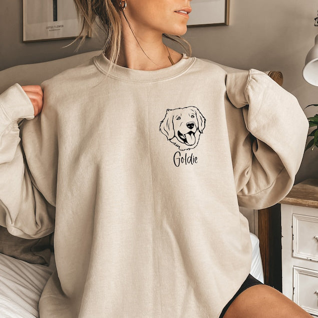Custom Pet Sweatshirt Personalized Dog Face & Name Sweatshirt Gift for Dog Mom & Dog Dad