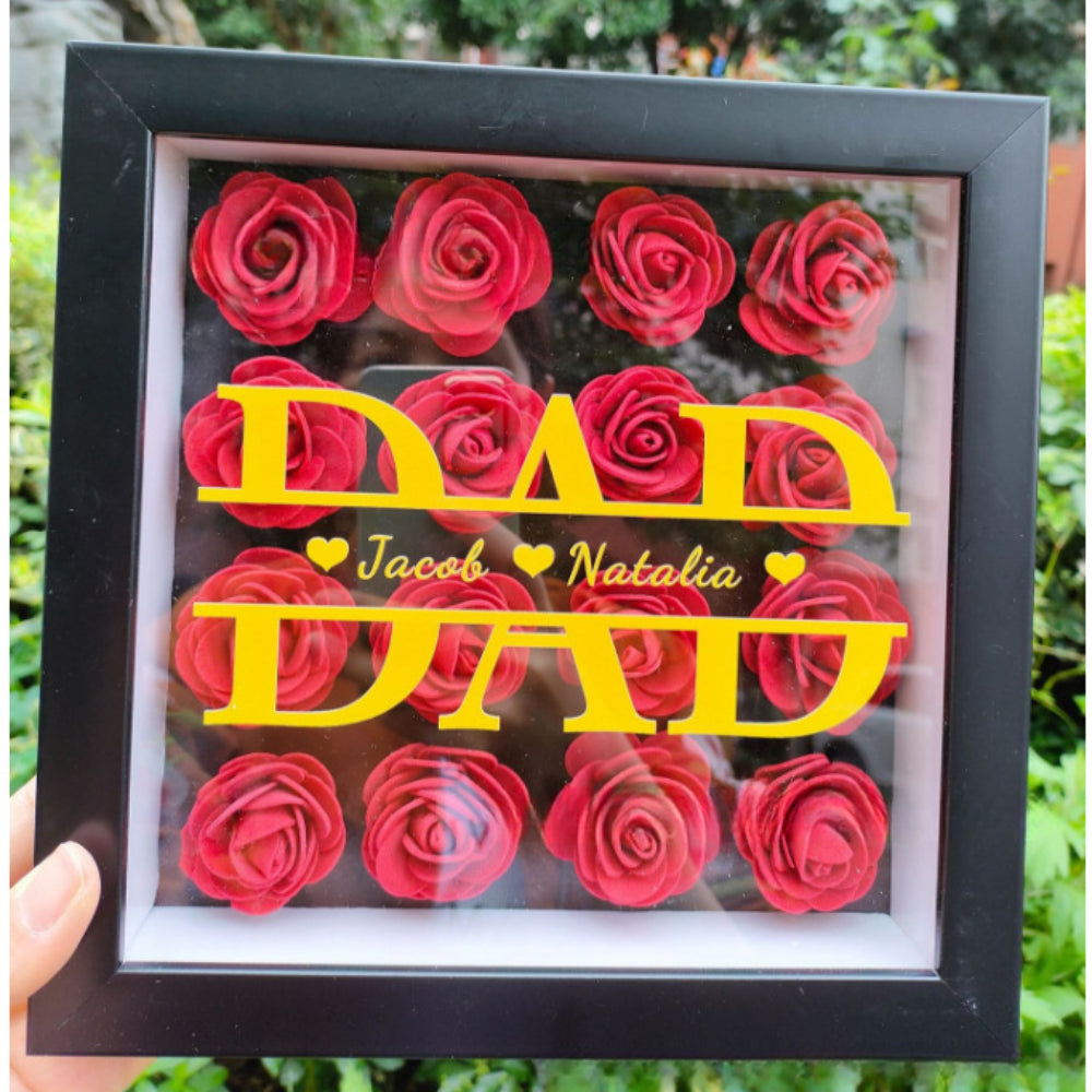 Personalized Flower Shadow Box Preserved Rose Picture Frame Gift for Family