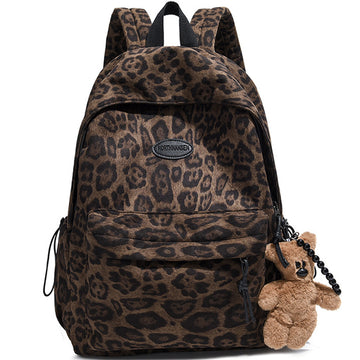 Stylish Leopard Print Backpack School Daypack For Teens