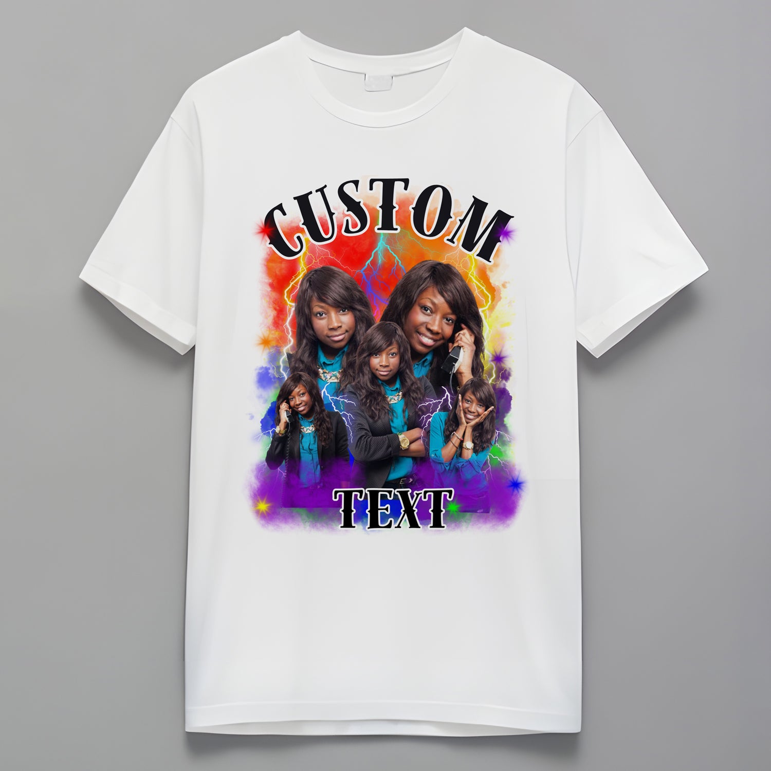 Custom 90s Bootleg Shirt Personalized Add Your Own Photo & Name Shirt Gift for Friend