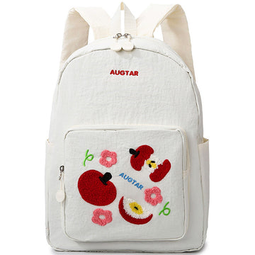 Embroidery Apple Backpack For Girls Lovely Daypack