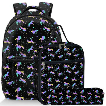 3pcs Unicorn Backpack Set Large Bookbag For School