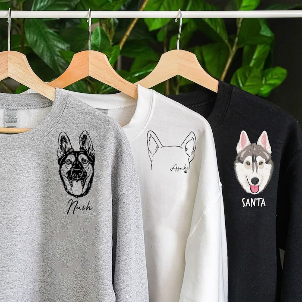 Custom Pet Printed Sweatshirt Personalized Dog Portrait from Photo Sweatshirt Gift for Pet Lover