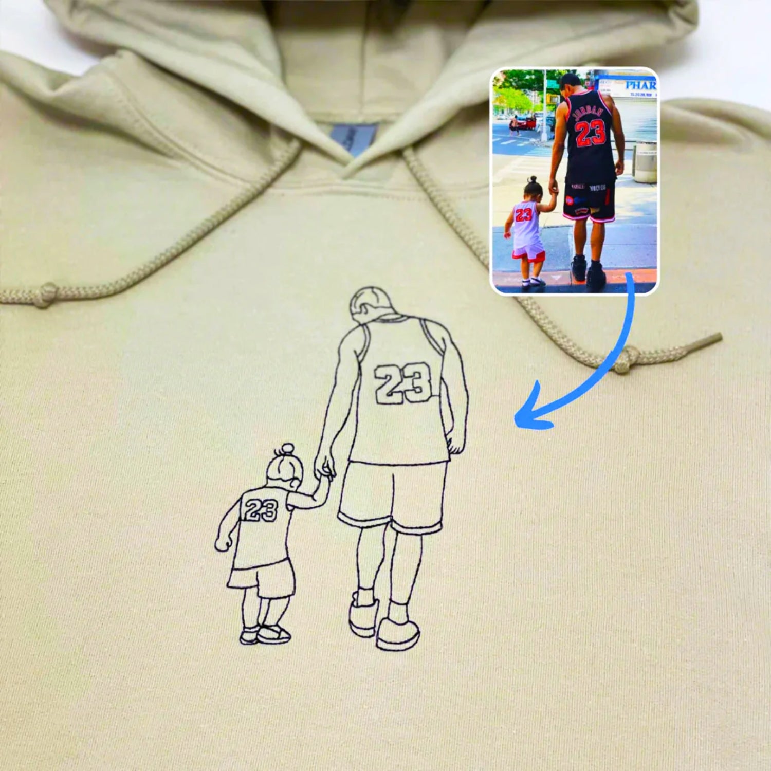 Custom Embroidered Dad's Sweatshirt Family Portrait from Photo Sweatshirt Unique Gift For Family