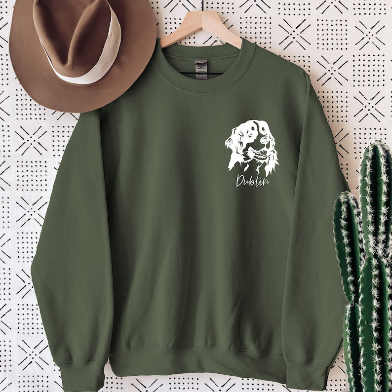 Custom Pet Sweatshirt Personalized Dog Face & Name Sweatshirt Gift for Dog Mom & Dog Dad