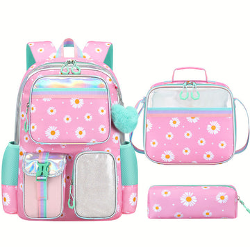 3pcs Daisy Backpack Set For Kids Bookbag with Lunch Box Pencil Case
