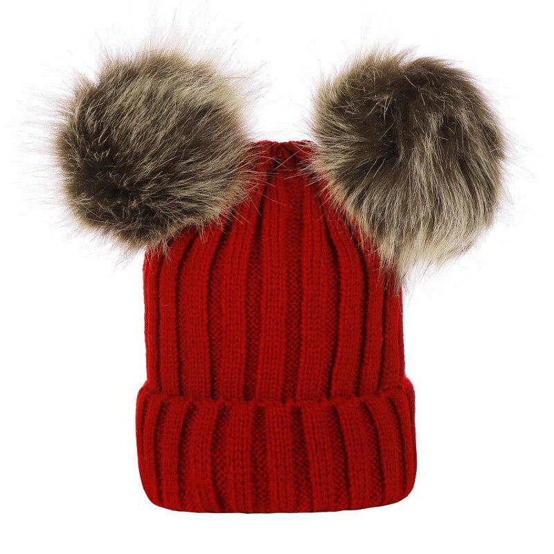 Custom Beanie Personalized Embroidered Name Faux Fur Double Pom Pom Beanie