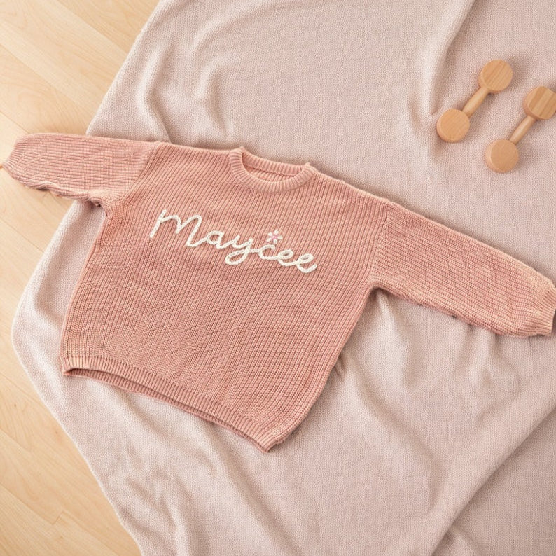 Embroidered Baby Sweater Custom Baby Girls Boys Sweater with Name Gift
