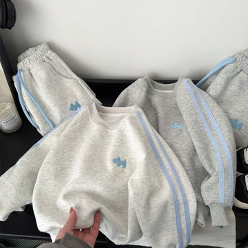 Kids Puppy Embroidered Sweatshirt Jogger Set Unisex Relaxed Fit 2 Piece Outfit