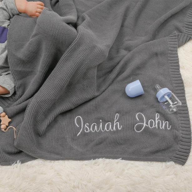 Custom Baby Blanket Personalized Embroidered Newborn Baby Name Blanket