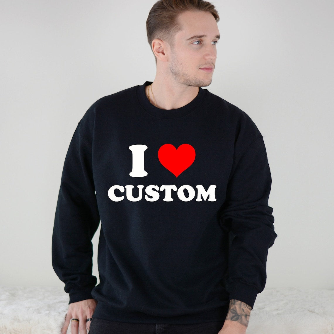 Custom Text Shirt I Love Custom Sweatshirt Personalized Aesthetic I Heart Custom Y2K Sweatshirt
