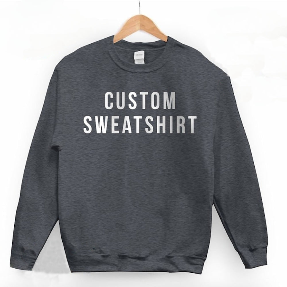 Custom Text Logo Print Crewneck Sweatshirt