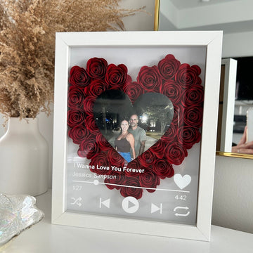 Personalized Music Album Flower Shadow Box Personalized Heart Flower Box for Family