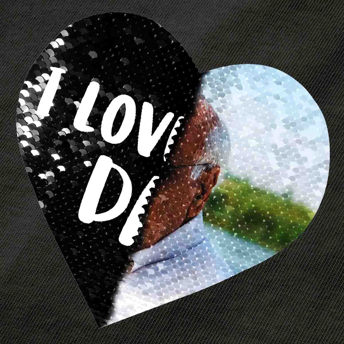 Personalized Sequin Hoodie Custom Flip Sequin I Love You Dad Pullover Unique Gift for Family