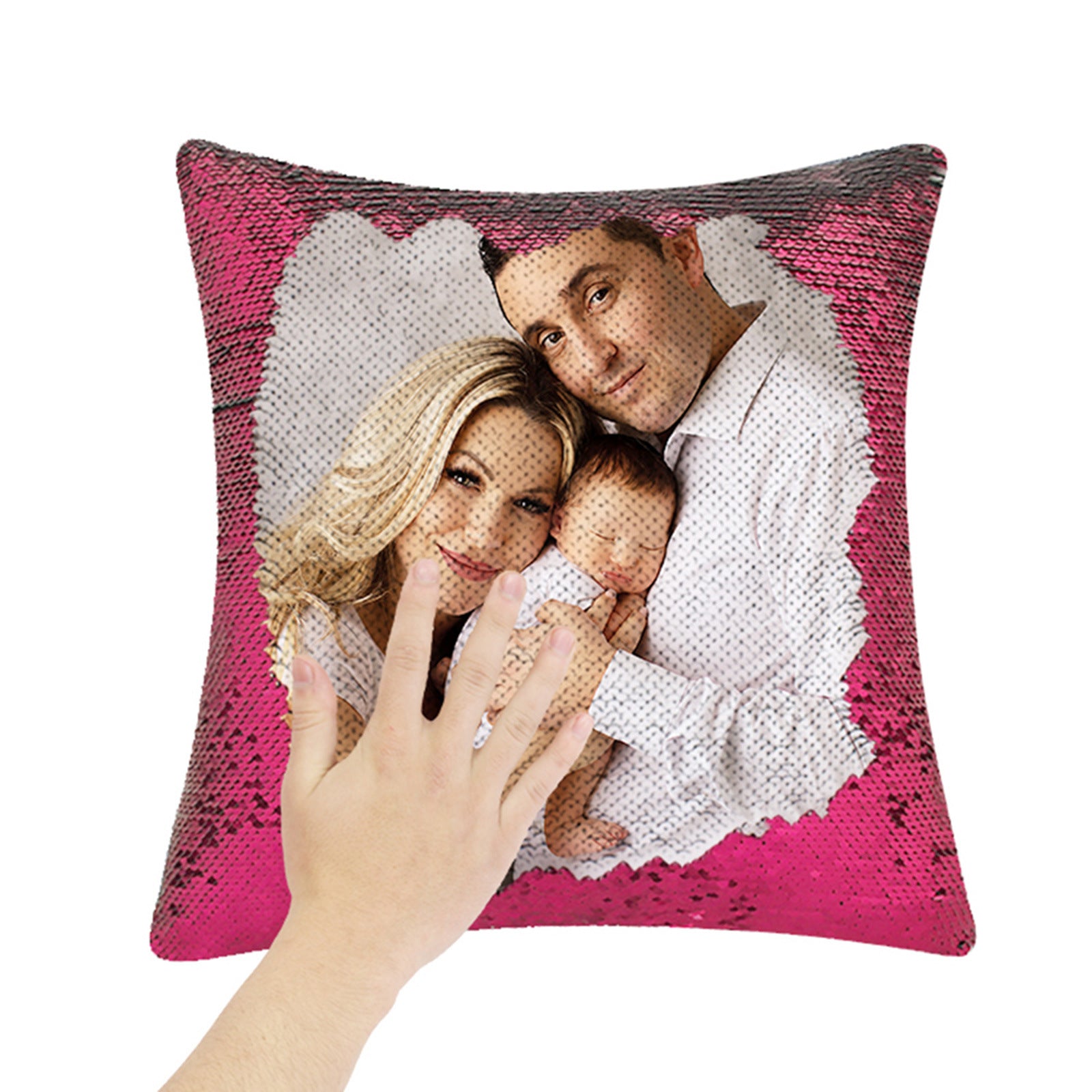 Custom Photo Pillow Reversible Flip Sequin Photo Pillow Gift for Friend & Family