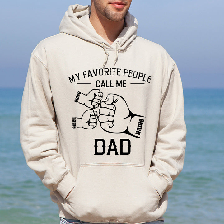 Personalized Dad Hoodie Custom Fist Bump with Kids Name Hoodie Custom Papa Hoodie Gift For Father's Day