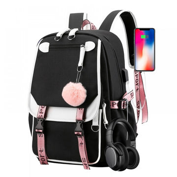 Girls Water-resistant Backpacks for Middle School Students Bookbag Outdoor Daypack with USB Charger