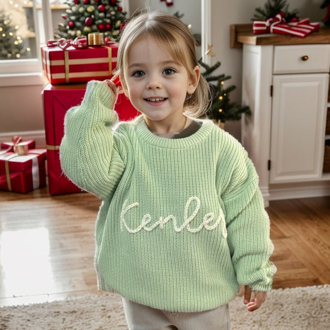 Embroidered Baby Sweater Custom Baby Girls Boys Sweater with Name Gift