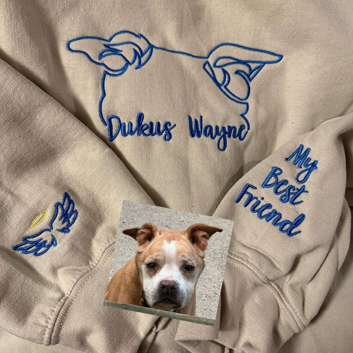 Personalized Dog Sweatshirt Custom Embroidered Dog Ear with Name Sweatshirt For Pet Lovers
